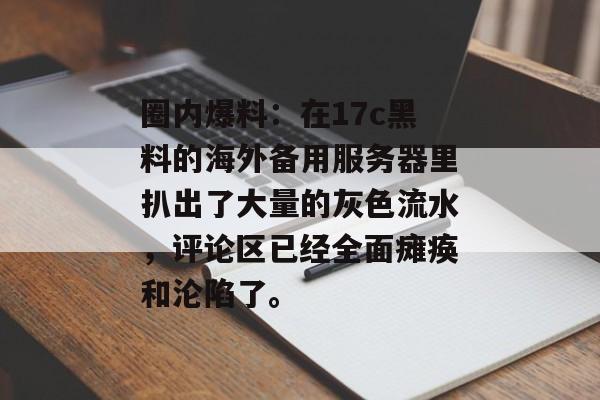 圈内爆料：在17c黑料的海外备用服务器里扒出了大量的灰色流水，评论区已经全面瘫痪和沦陷了。